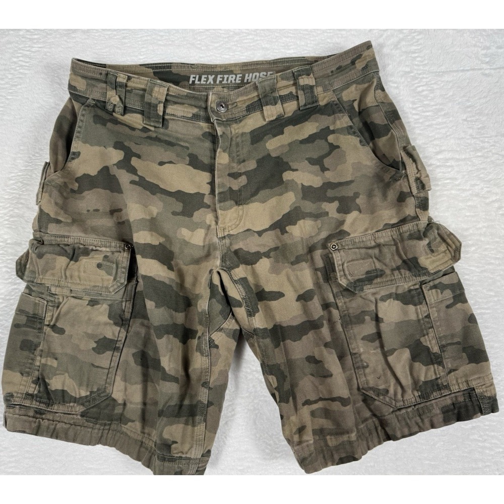 Duluth Trading Co. Flex Fire Hose Camo Cargo Shorts Stretch 11" Inseam Size 34